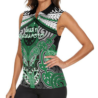 Aotearoa Iwi Ngati Maniapoto Personalised Women Sleeveless Polo Shirt Maori Kowhaiwhai Pattern