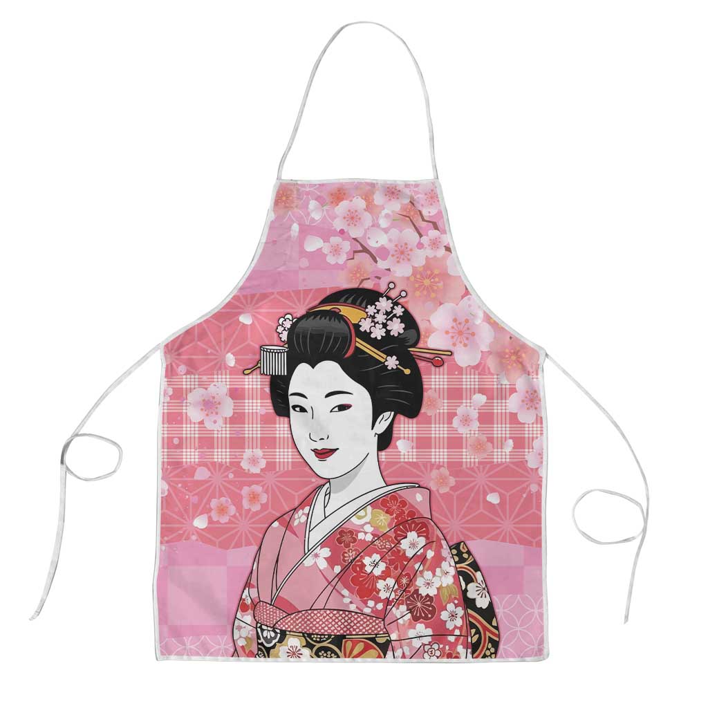 Japanese Geisha Cherry Blossom Apron Pink Palaka Hawaii Pattern Fusion Design