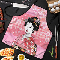Japanese Geisha Cherry Blossom Apron Pink Palaka Hawaii Pattern Fusion Design