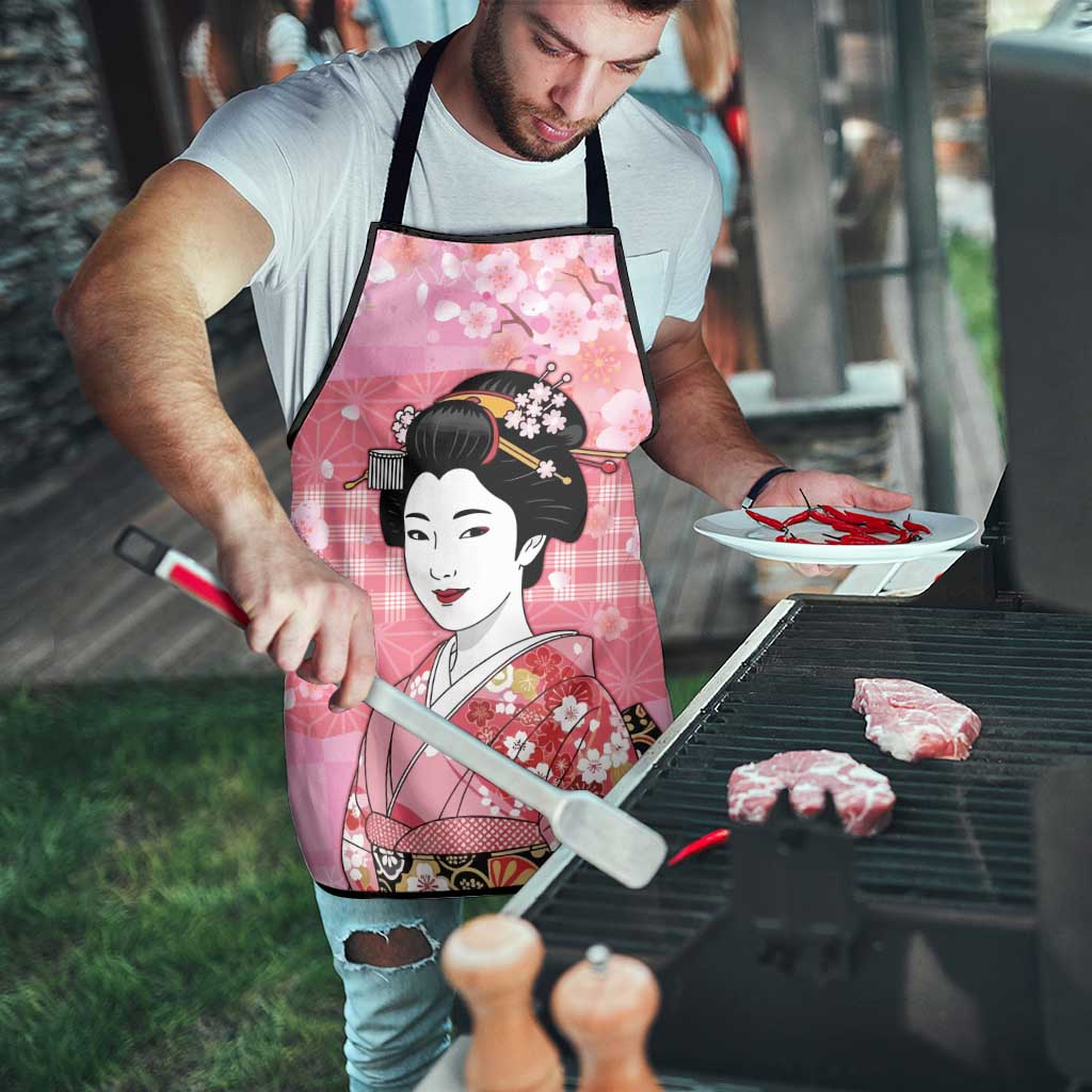 Japanese Geisha Cherry Blossom Apron Pink Palaka Hawaii Pattern Fusion Design
