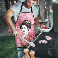 Japanese Geisha Cherry Blossom Apron Pink Palaka Hawaii Pattern Fusion Design