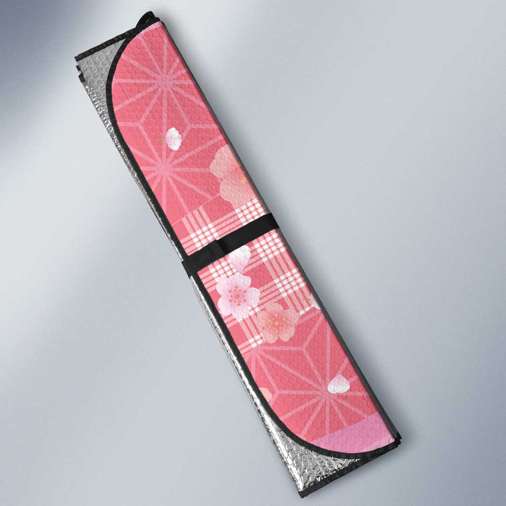 Japanese Geisha Cherry Blossom Auto Sun Shade Pink Palaka Hawaii Pattern Fusion Design