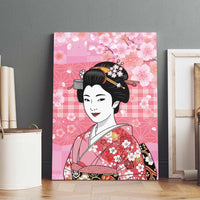 Japanese Geisha Cherry Blossom Canvas Wall Art Pink Palaka Hawaii Pattern Fusion Design