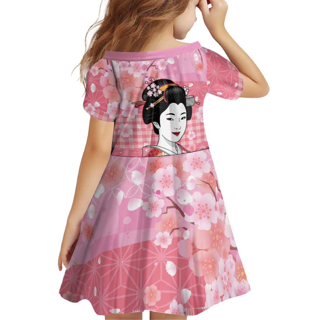 Japanese Geisha Cherry Blossom Family Matching Tank Maxi Dress and Hawaiian Shirt Pink Palaka Hawaii Pattern Fusion Design LT19 - Polynesian Pride