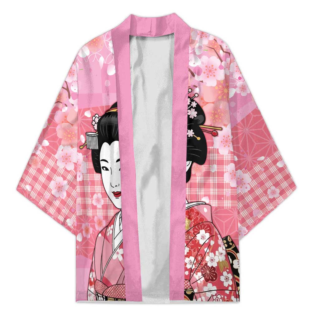 Japanese Geisha Cherry Blossom Kimono Pink Palaka Hawaii Pattern Fusion Design