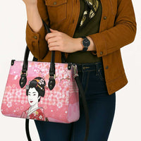 Japanese Geisha Cherry Blossom Leather Bag Pink Palaka Hawaii Pattern Fusion Design