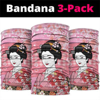 Japanese Geisha Cherry Blossom Neck Gaiter Pink Palaka Hawaii Pattern Fusion Design