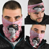 Japanese Geisha Cherry Blossom Neck Gaiter Pink Palaka Hawaii Pattern Fusion Design