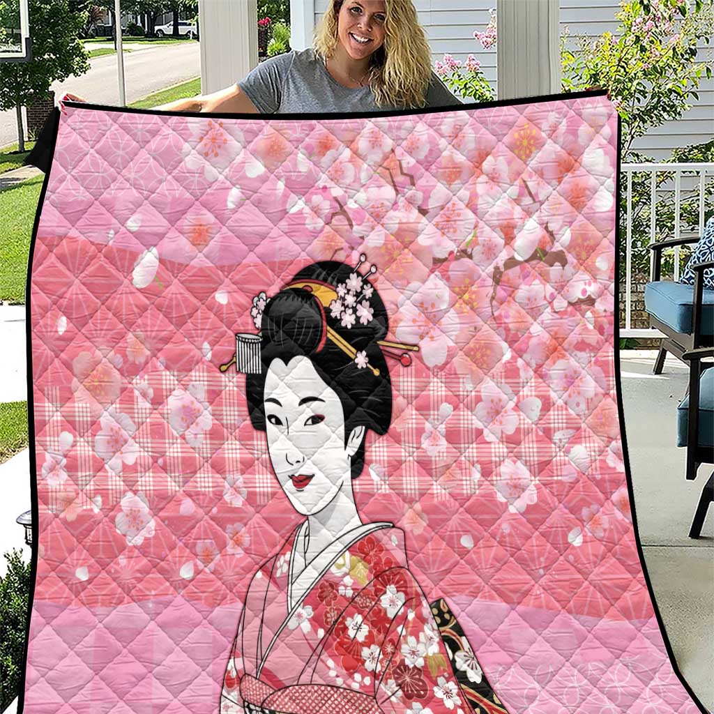Japanese Geisha Cherry Blossom Quilt Pink Palaka Hawaii Pattern Fusion Design