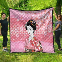 Japanese Geisha Cherry Blossom Quilt Pink Palaka Hawaii Pattern Fusion Design