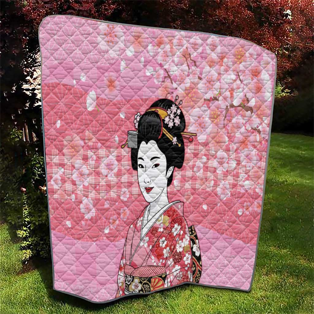 Japanese Geisha Cherry Blossom Quilt Pink Palaka Hawaii Pattern Fusion Design