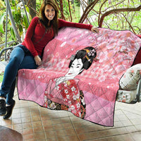 Japanese Geisha Cherry Blossom Quilt Pink Palaka Hawaii Pattern Fusion Design