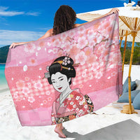 Japanese Geisha Cherry Blossom Sarong Pink Palaka Hawaii Pattern Fusion Design