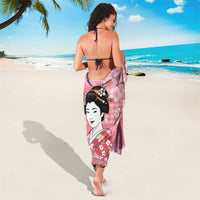 Japanese Geisha Cherry Blossom Sarong Pink Palaka Hawaii Pattern Fusion Design