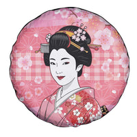 Japanese Geisha Cherry Blossom Spare Tire Cover Pink Palaka Hawaii Pattern Fusion Design
