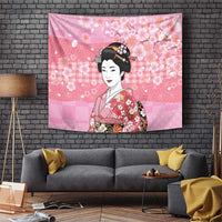 Japanese Geisha Cherry Blossom Tapestry Pink Palaka Hawaii Pattern Fusion Design