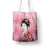 Japanese Geisha Cherry Blossom Tote Bag Pink Palaka Hawaii Pattern Fusion Design