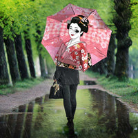 Japanese Geisha Cherry Blossom Umbrella Pink Palaka Hawaii Pattern Fusion Design