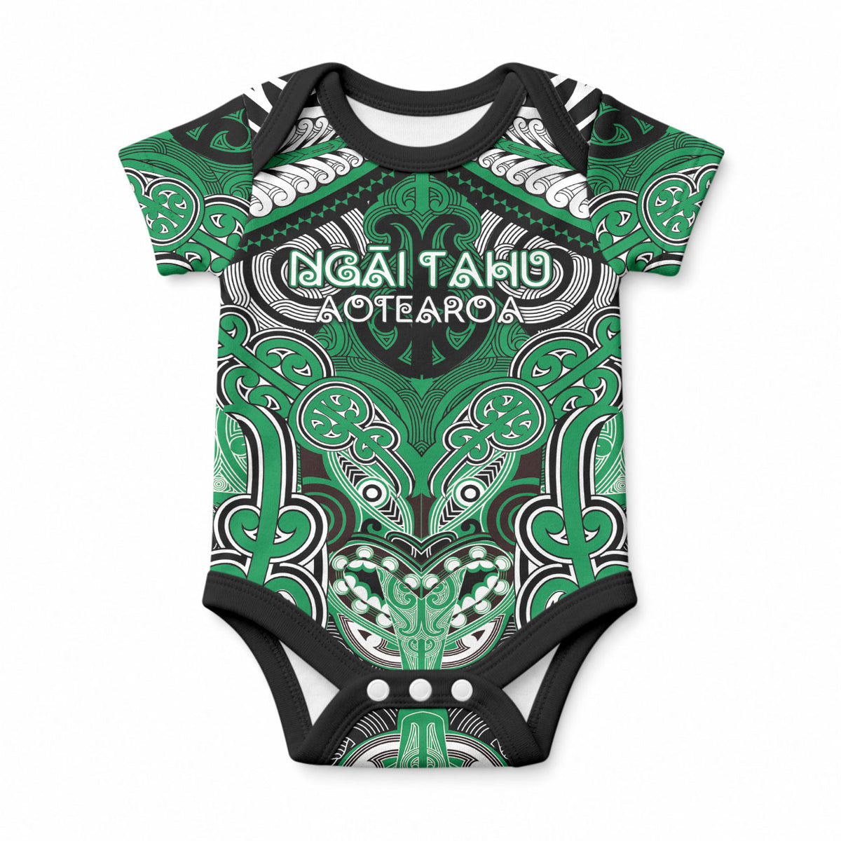 Aotearoa Iwi Ngai Tahu Personalised Baby Onesie Maori Kowhaiwhai Pattern