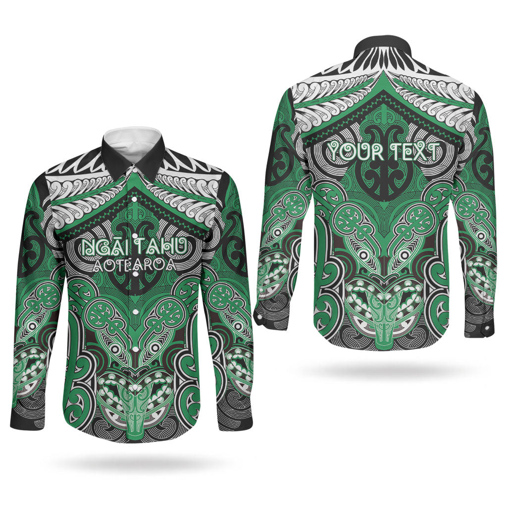 Aotearoa Iwi Ngai Tahu Personalised Couples Matching Off Shoulder Maxi Dress and Long Sleeve Button Shirt Maori Kowhaiwhai Pattern