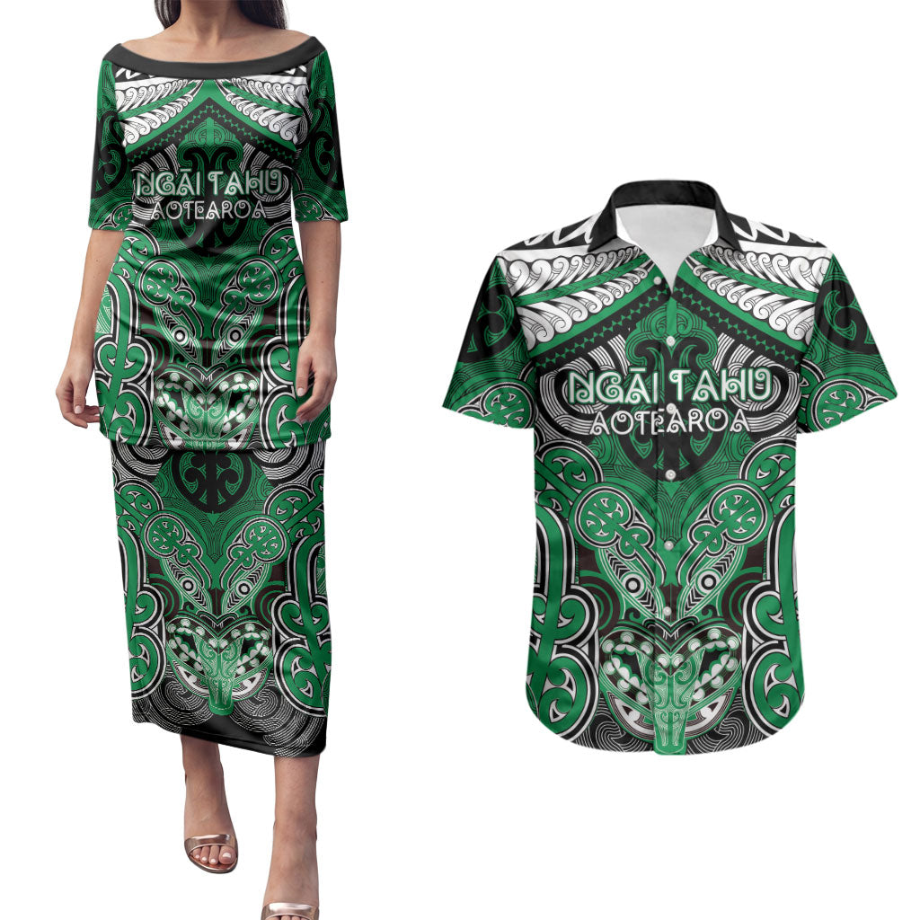 Aotearoa Iwi Ngai Tahu Personalised Couples Matching Puletasi and Hawaiian Shirt Maori Kowhaiwhai Pattern