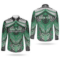 Aotearoa Iwi Ngai Tahu Personalised Couples Matching Puletasi and Long Sleeve Button Shirt Maori Kowhaiwhai Pattern