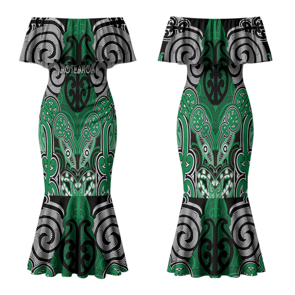 Aotearoa Iwi Ngai Tahu Personalised Family Matching Mermaid Dress and Hawaiian Shirt Maori Kowhaiwhai Pattern