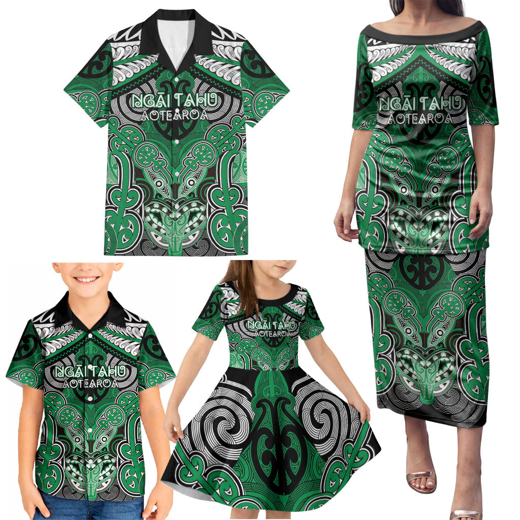 Aotearoa Iwi Ngai Tahu Personalised Family Matching Puletasi and Hawaiian Shirt Maori Kowhaiwhai Pattern