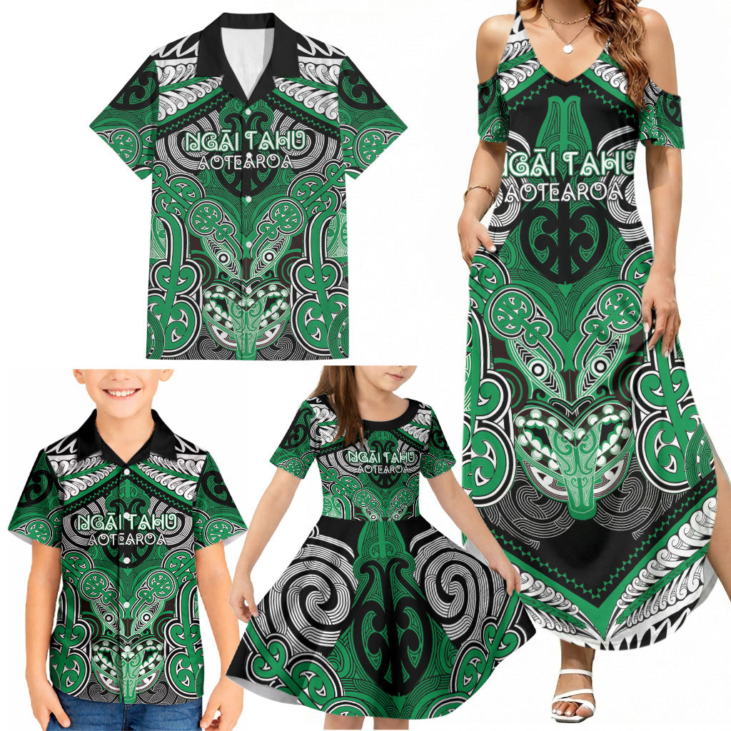 Aotearoa Iwi Ngai Tahu Personalised Family Matching Summer Maxi Dress and Hawaiian Shirt Maori Kowhaiwhai Pattern