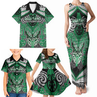 Aotearoa Iwi Ngai Tahu Personalised Family Matching Tank Maxi Dress and Hawaiian Shirt Maori Kowhaiwhai Pattern