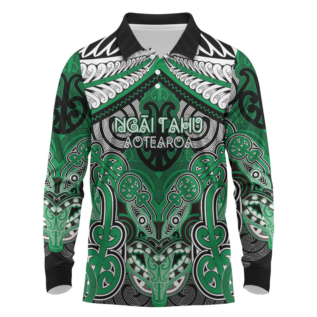 Aotearoa Iwi Ngai Tahu Personalised Long Sleeve Polo Shirt Maori Kowhaiwhai Pattern