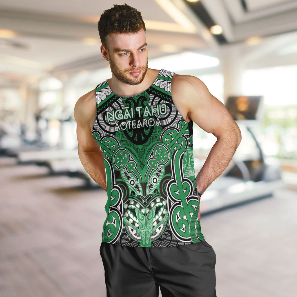 Aotearoa Iwi Ngai Tahu Personalised Men Tank Top Maori Kowhaiwhai Pattern LT19 Green - Polynesian Pride