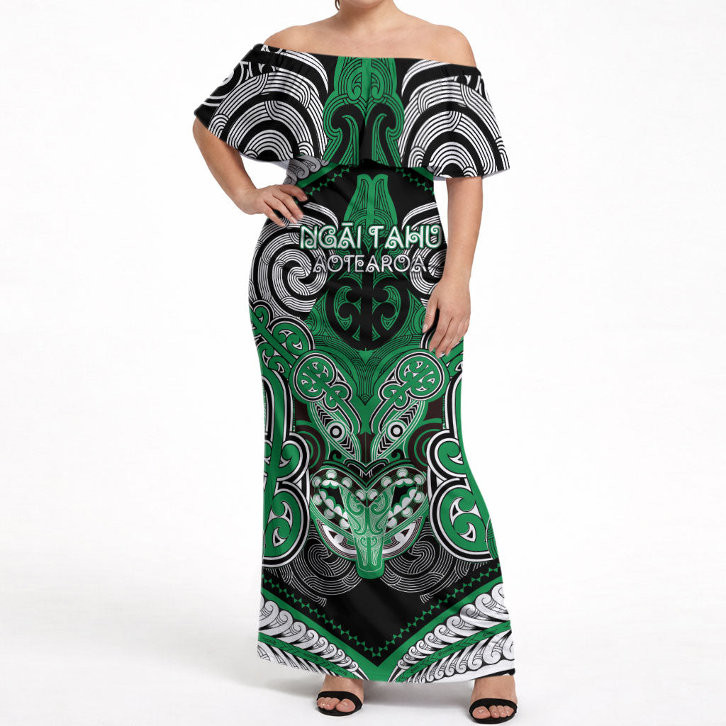 Aotearoa Iwi Ngai Tahu Personalised Off Shoulder Maxi Dress Maori Kowhaiwhai Pattern