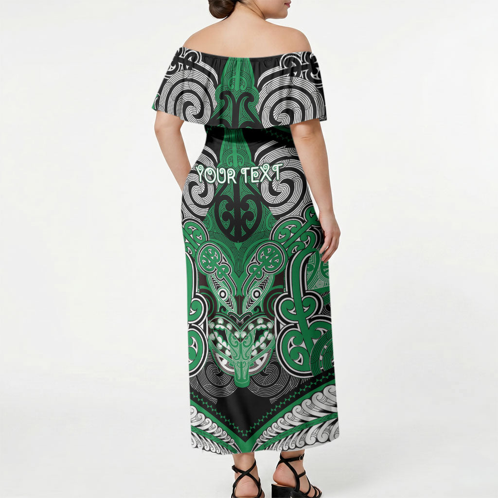 Aotearoa Iwi Ngai Tahu Personalised Off Shoulder Maxi Dress Maori Kowhaiwhai Pattern
