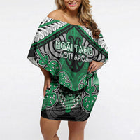Aotearoa Iwi Ngai Tahu Personalised Off Shoulder Short Dress Maori Kowhaiwhai Pattern