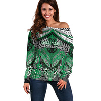Aotearoa Iwi Ngai Tahu Personalised Off Shoulder Sweater Maori Kowhaiwhai Pattern