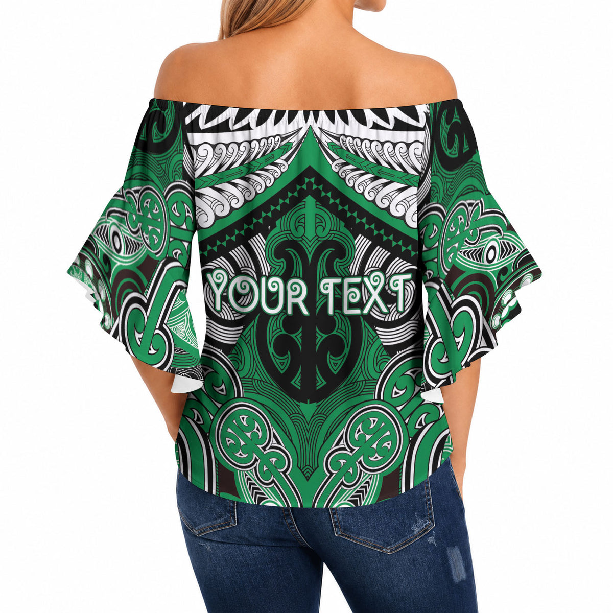 Aotearoa Iwi Ngai Tahu Personalised Off Shoulder Wrap Waist Top Maori Kowhaiwhai Pattern
