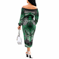 Aotearoa Iwi Ngai Tahu Personalised Off The Shoulder Long Sleeve Dress Maori Kowhaiwhai Pattern