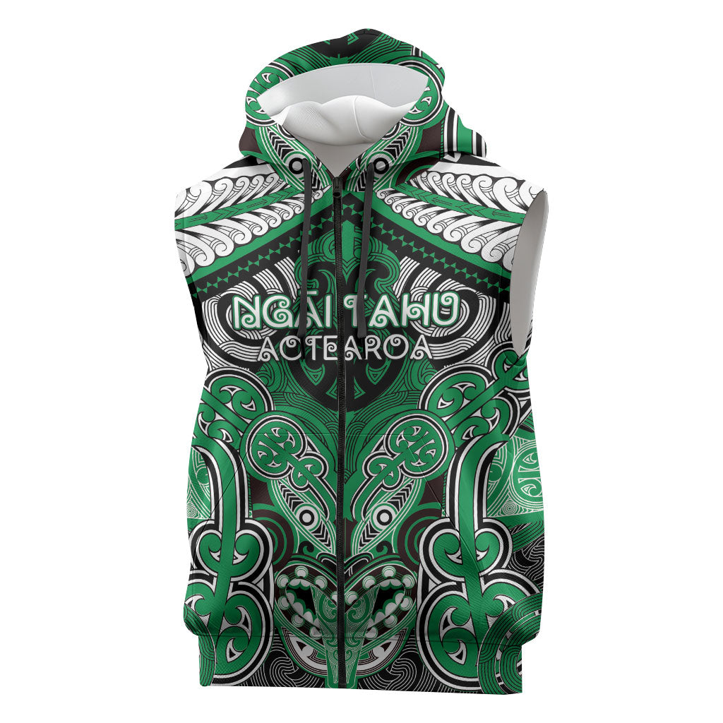 Aotearoa Iwi Ngai Tahu Personalised Sleeveless Zip Hoodie Maori Kowhaiwhai Pattern