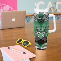 Aotearoa Iwi Ngai Tahu Personalised Tumbler With Handle Maori Kowhaiwhai Pattern