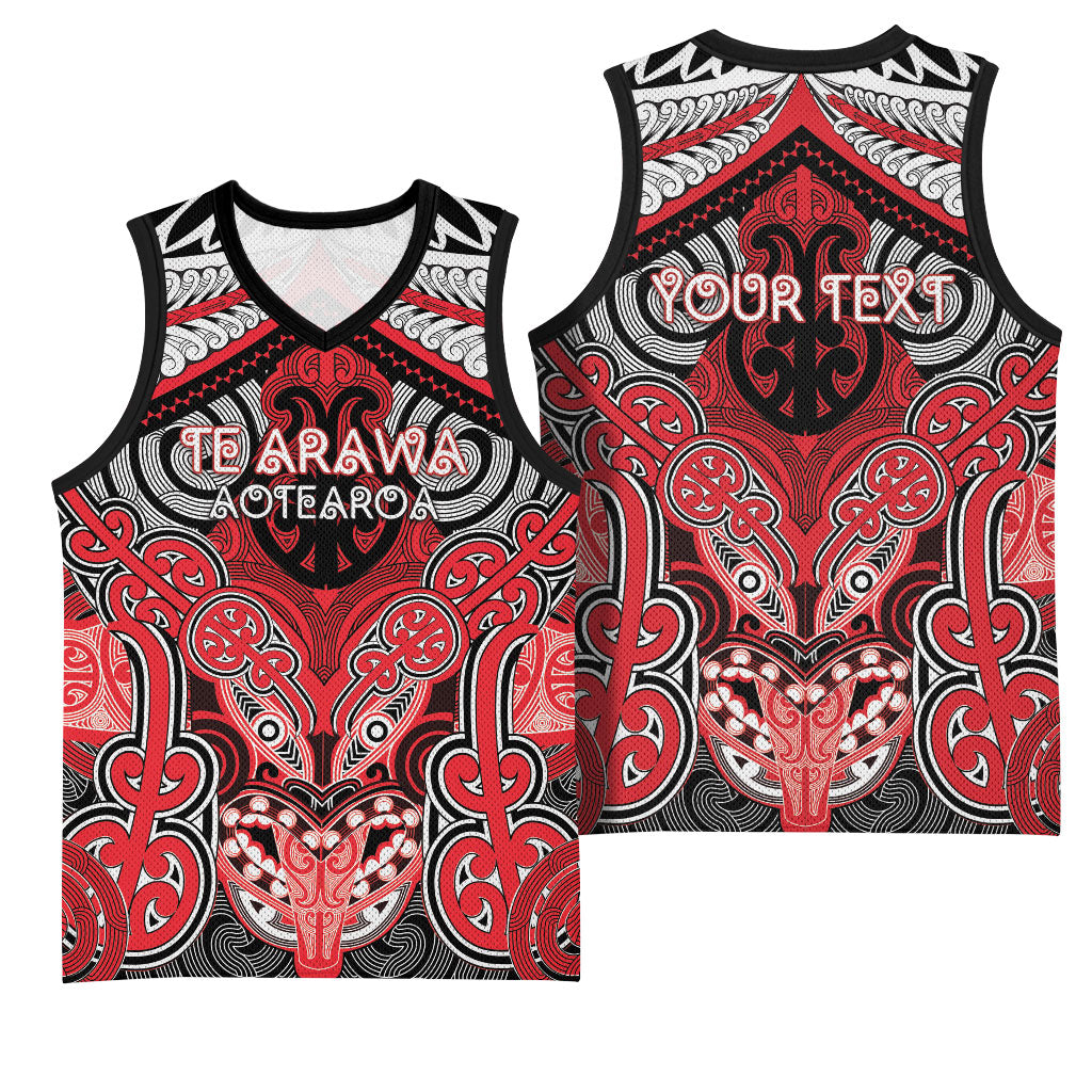 Aotearoa Iwi Te Arawa Personalised Basketball Jersey Maori Kowhaiwhai Pattern