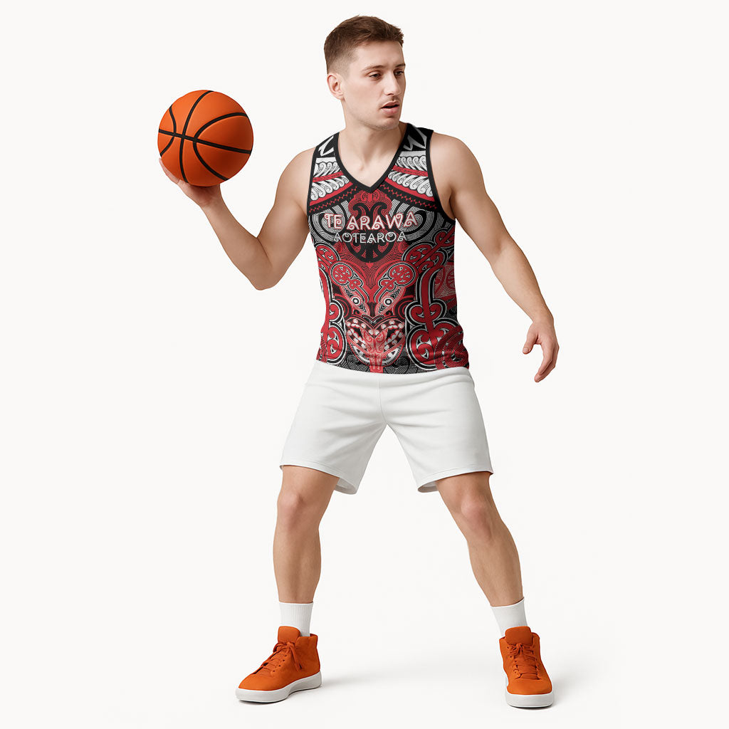 Aotearoa Iwi Te Arawa Personalised Basketball Jersey Maori Kowhaiwhai Pattern