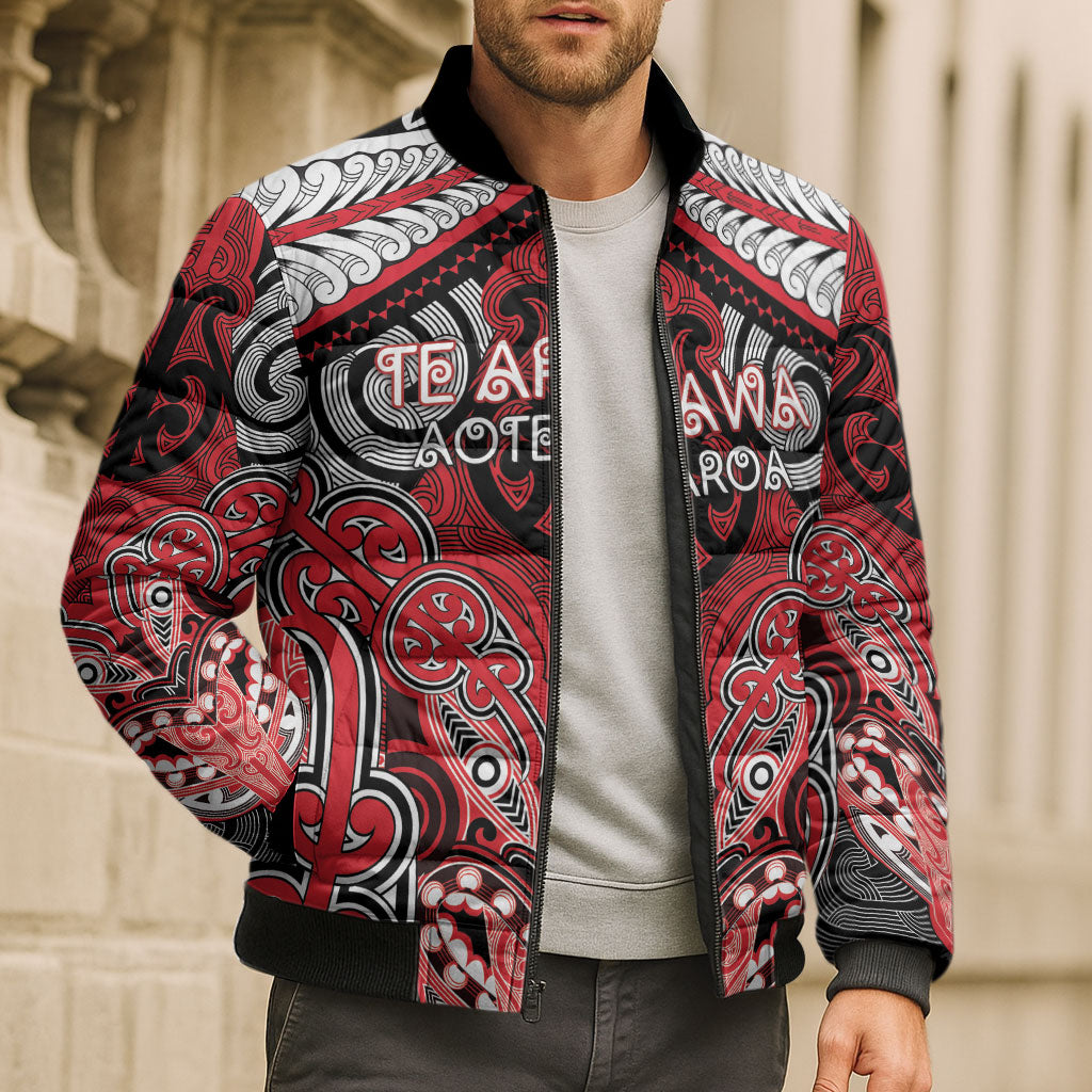Aotearoa Iwi Te Arawa Personalised Bomber Puffer Jacket Maori Kowhaiwhai Pattern