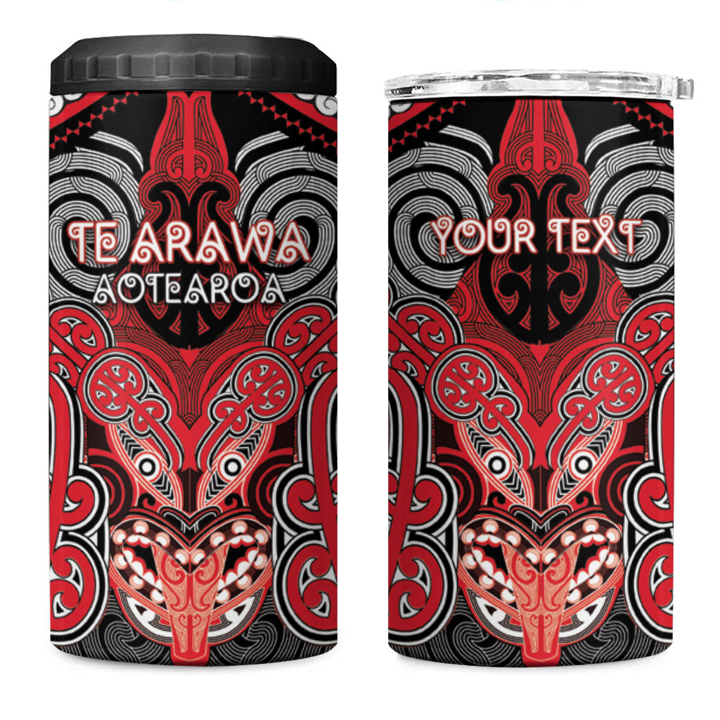 Aotearoa Iwi Te Arawa Personalised 4 in 1 Can Cooler Tumbler Maori Kowhaiwhai Pattern