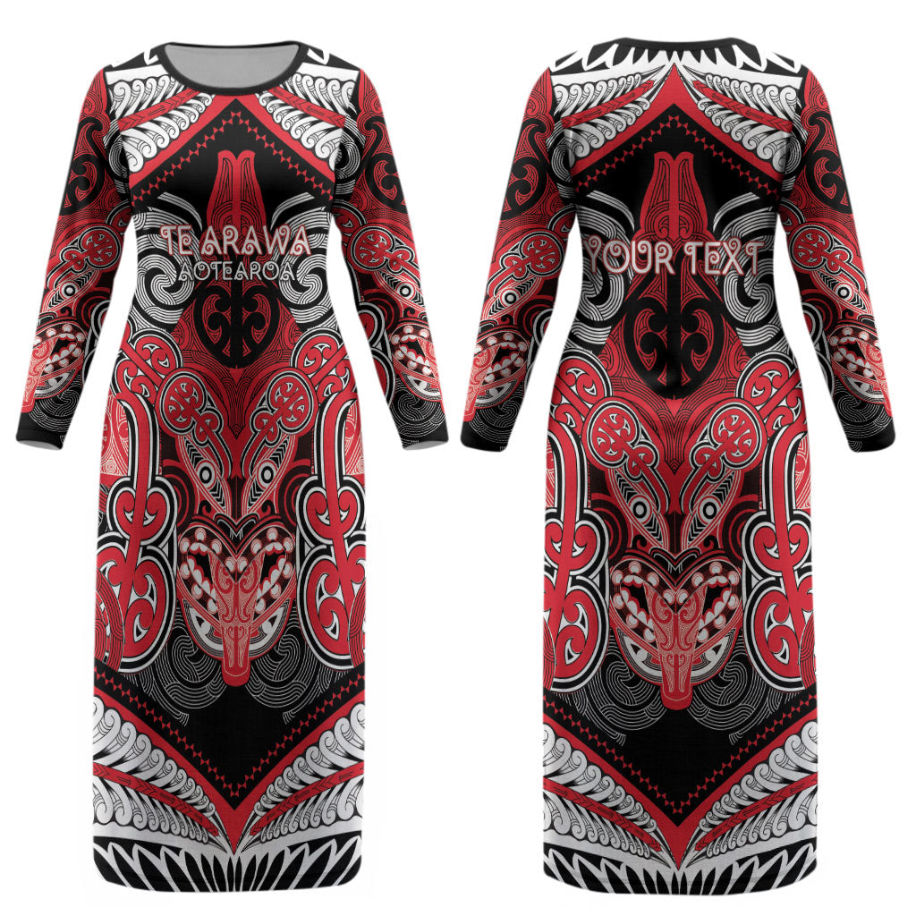 Aotearoa Iwi Te Arawa Personalised Couples Matching Long Sleeve Bodycon Dress and Hawaiian Shirt Maori Kowhaiwhai Pattern