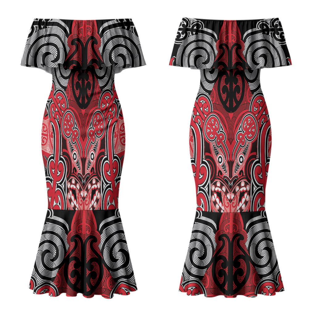 Aotearoa Iwi Te Arawa Personalised Couples Matching Mermaid Dress and Long Sleeve Button Shirt Maori Kowhaiwhai Pattern