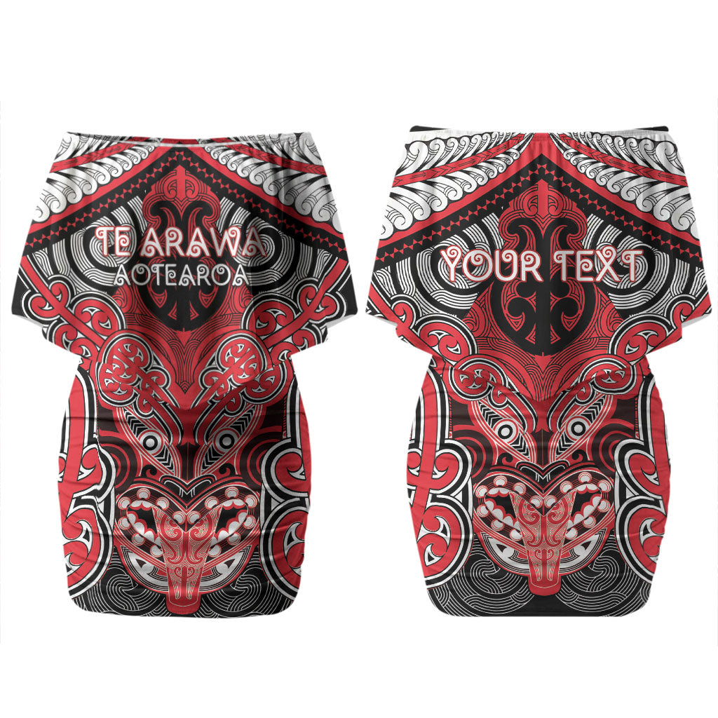 Aotearoa Iwi Te Arawa Personalised Couples Matching Off Shoulder Short Dress and Hawaiian Shirt Maori Kowhaiwhai Pattern