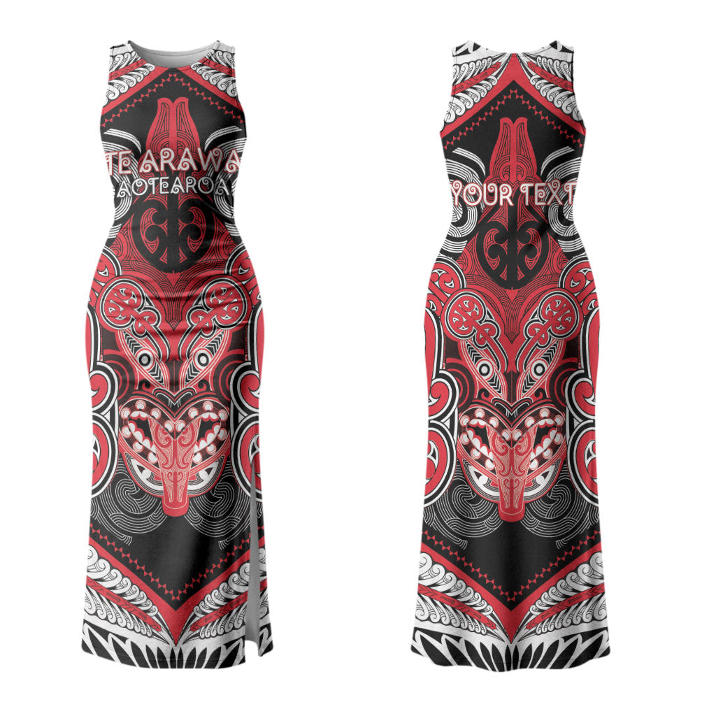 Aotearoa Iwi Te Arawa Personalised Couples Matching Tank Maxi Dress and Long Sleeve Button Shirt Maori Kowhaiwhai Pattern