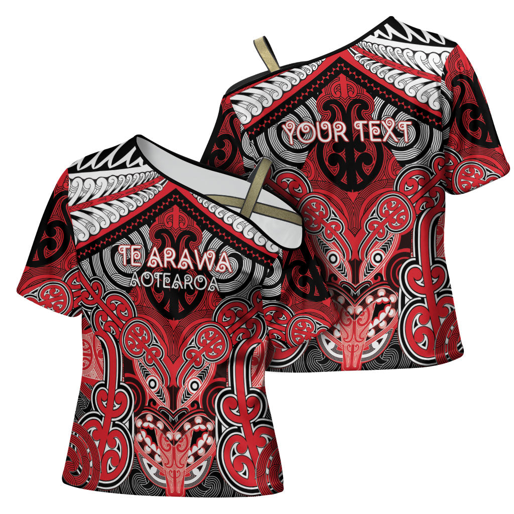 Aotearoa Iwi Te Arawa Personalised Cross Shoulder Shirt Maori Kowhaiwhai Pattern
