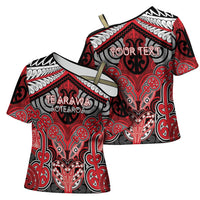 Aotearoa Iwi Te Arawa Personalised Cross Shoulder Shirt Maori Kowhaiwhai Pattern